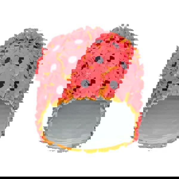 Fashy rubber flower swim cap in coral yellow with black polka dots