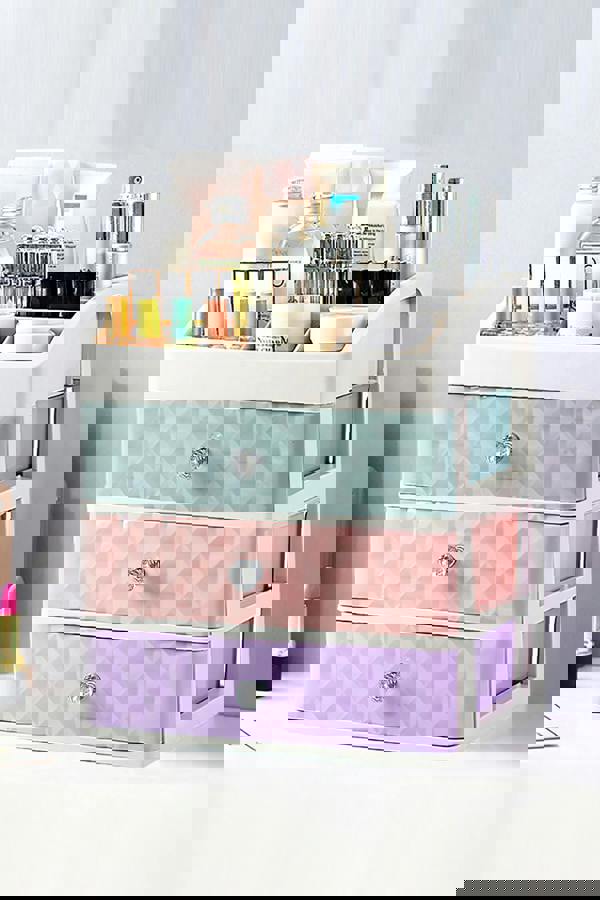 Living and Home 4 Tier Cosmetic Storage Makeup Organizer Box for Dresser Bathroom Bedroom