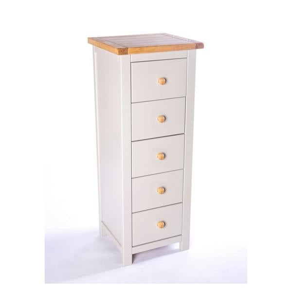 Cabinet Bits Argenta 5 Drawer Narrow Chest of Drawers Wood Knob