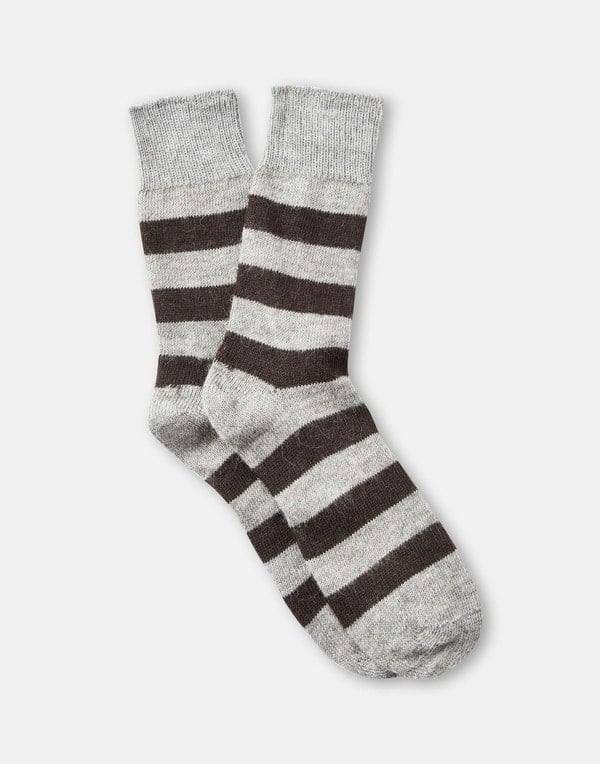 Alpaca Stripe Socks – Chocolate & Ash - British Boxers