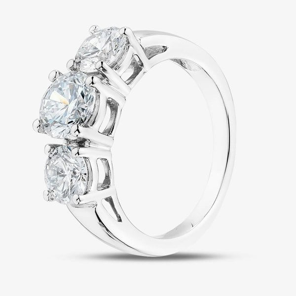 T. H. Baker Platinum 2.00ct Brilliant Cut Lab Grown Diamond Three Stone Ring LGR5026-200