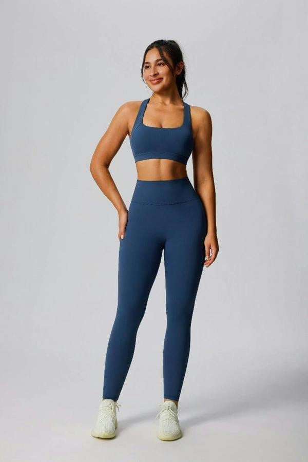 Anniou High Waist Sports Leggings - navy