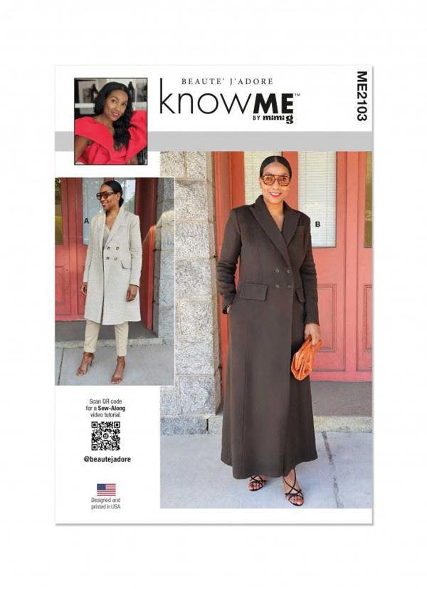 Know Me Sewing Pattern 2103, Coats for Women, K5 (8-10-12-14-16) - Intermediate