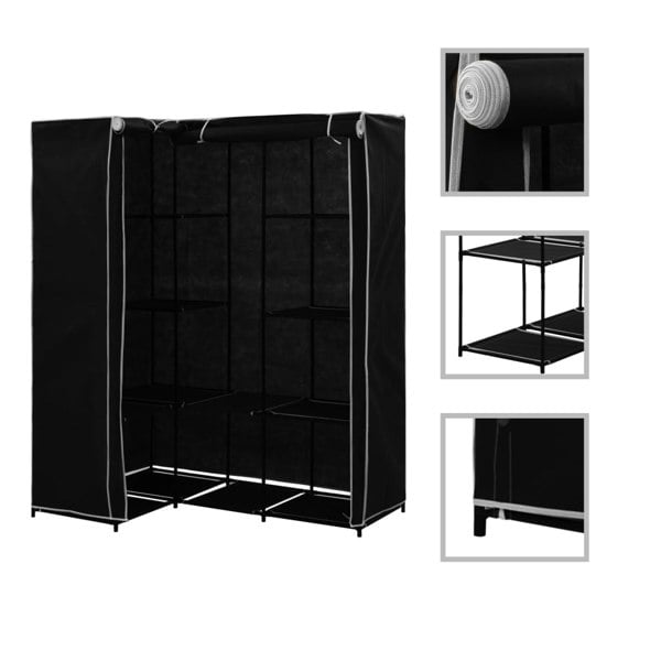 Berkfield Corner Wardrobe Black 130x87x169 cm
