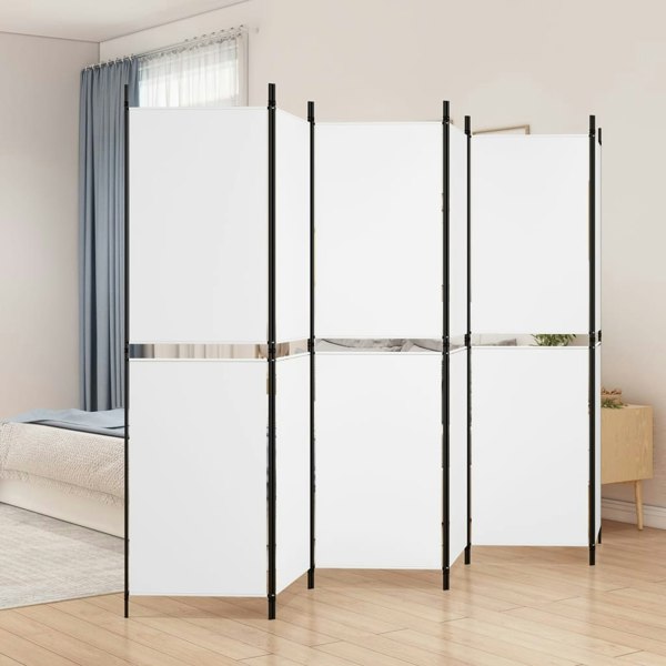 Berkfield 6-Panel Room Divider White 300x180 cm Fabric