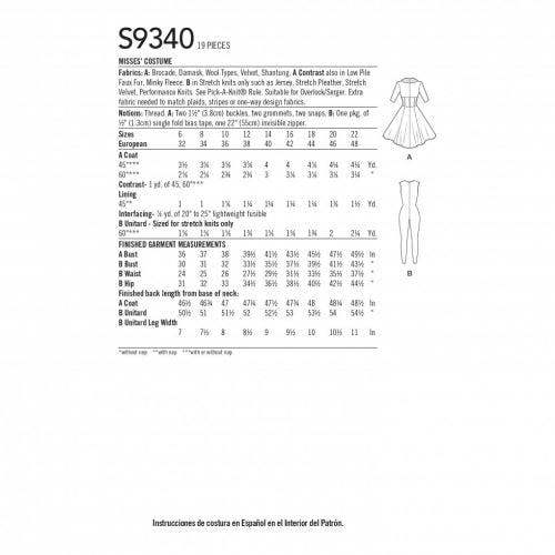 Simplicity Sewing Pattern 9340, Jackets, Costumes for Women, R5 (14-16-18-20-22) - Intermediate