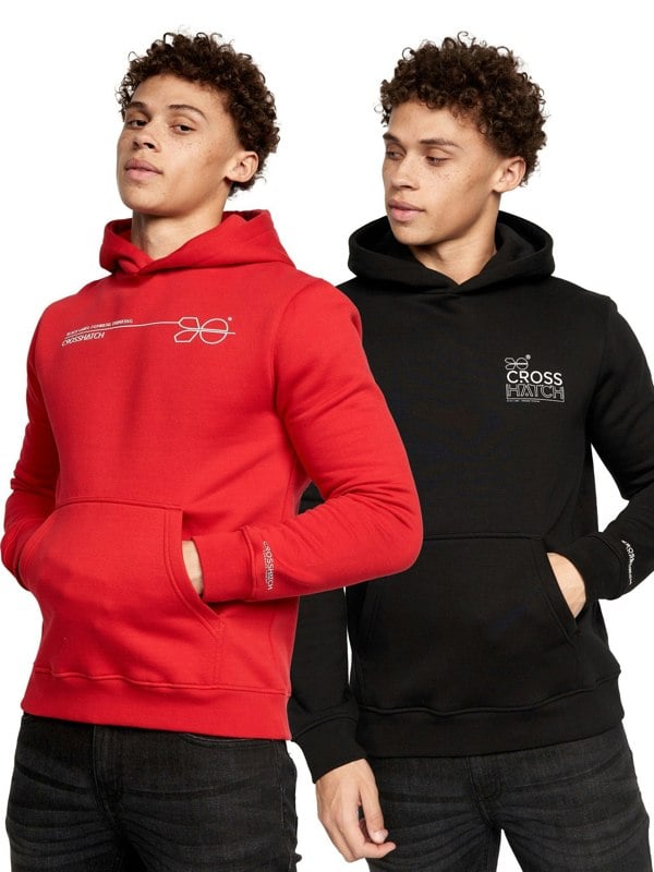 Crosshatch Karver Hoodie 2pk Red/Black