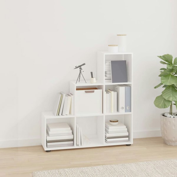 Berkfield Staircase Bookcase High Gloss White 107 cm Engineered Wood