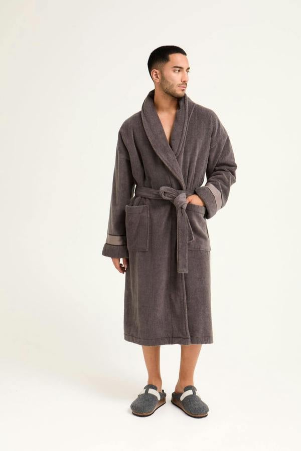 His and Hers Bamboo Towelling Robe in Smoke Grey - Robes