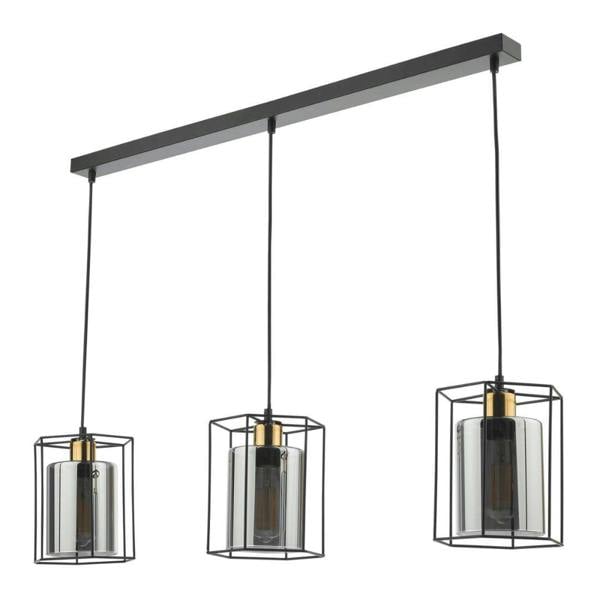 Pagazzi Lighting Sabrina 3 Light Black and Smoked Glass Ceiling Pendant Bar