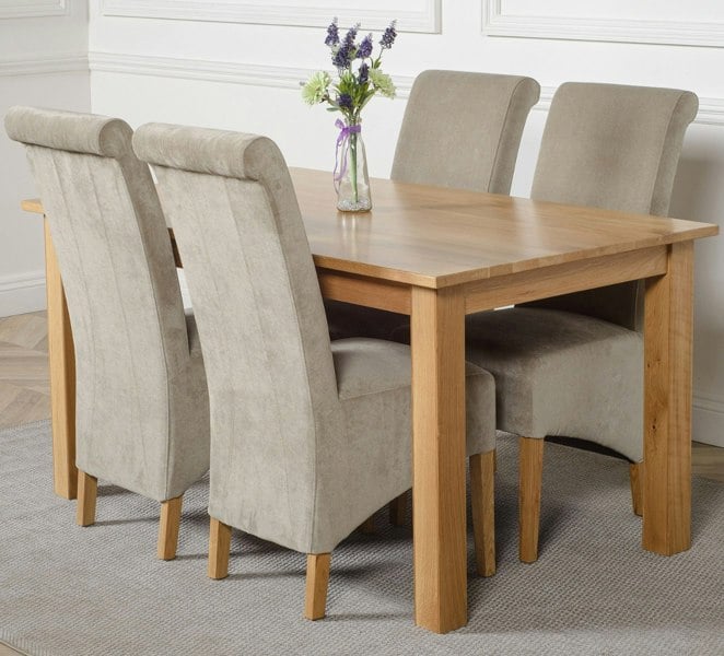 That's Furniture Oslo 150 x 90cm Medium Oak Dining Set with Montana Fabric Chairs