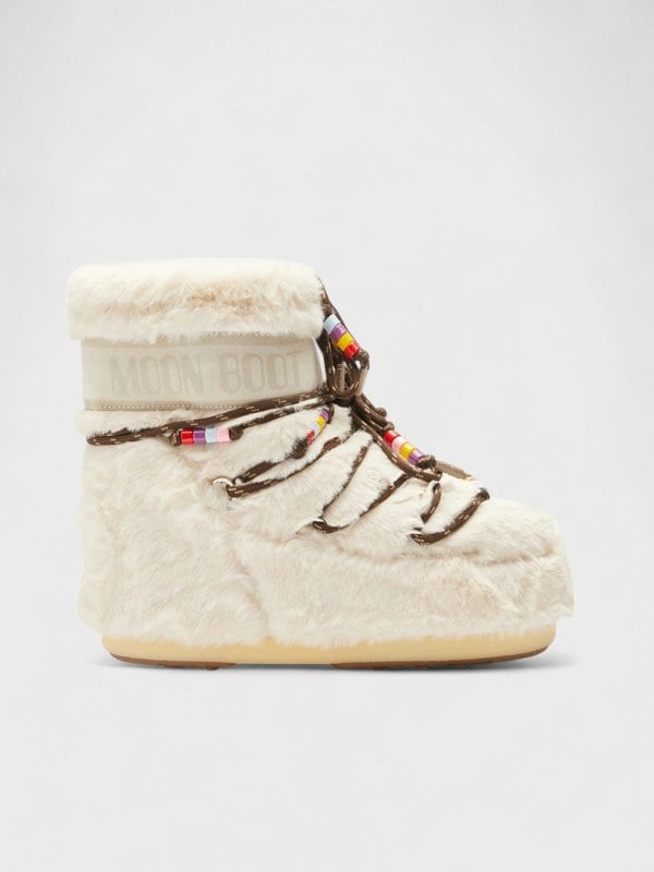 Moonboot Icon low Faux Fur Beads Beige - Supplied FashionMoonboots