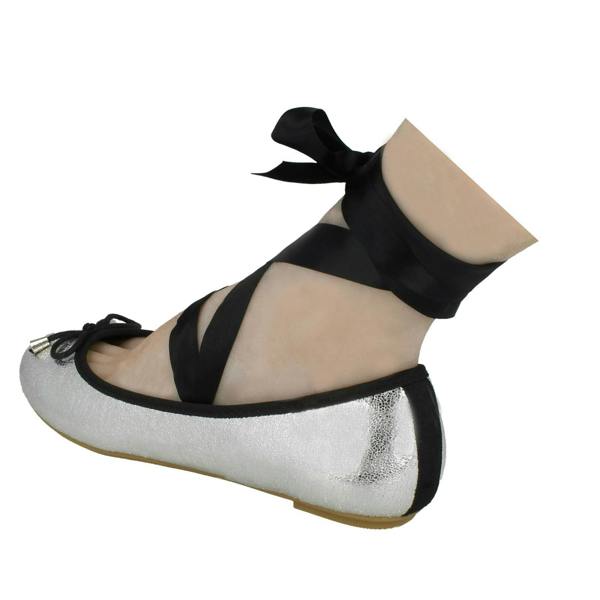 Spot On Ladies Spot On Tie Up Leg Ballerina Shoes