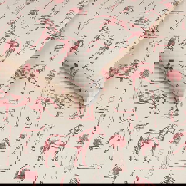 Joules Sketched Equestrian Wallpaper | Cream/Burgundy