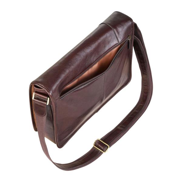 Infinity Leather Genuine Leather Laptop Satchel Messenger Shoulder Bag - Astor