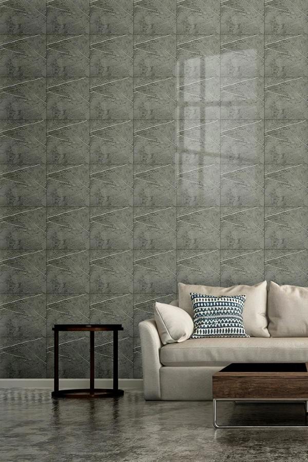 Living and Home 10pcs Self-Adhesive Grigio Carnico Marble PVC Wallpapers, 40x40cm
