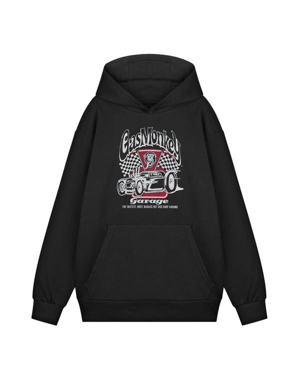 Gas Monkey Garage Mens Black Garage Flags Hoodie