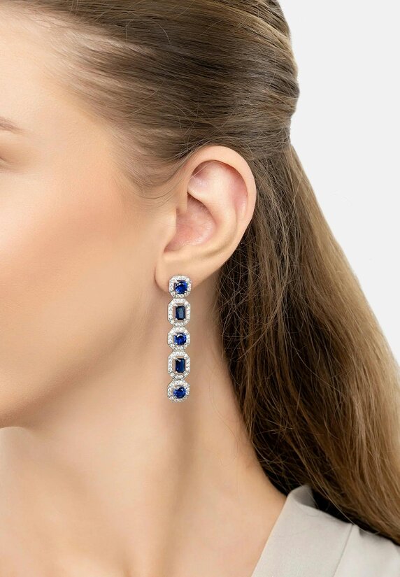 Latelita Whistledown Sapphire Gemstone Earrings Silver
