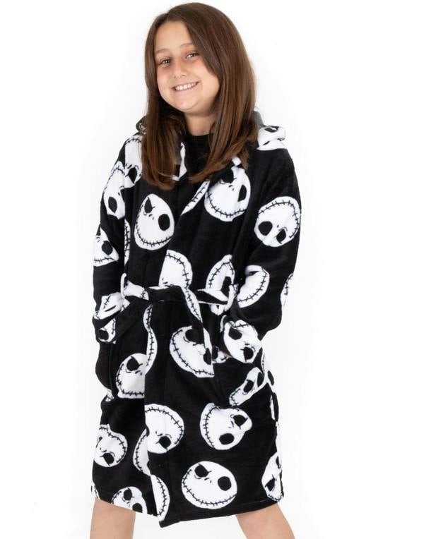 Disney The Nightmare Before Christmas Unisex Kids Black Jack Skellington Head All-Over Print Bathrobe