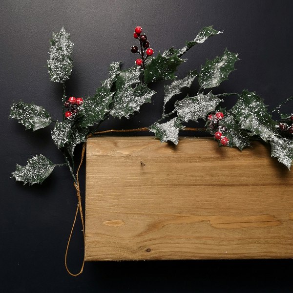 Samuel Alexander 1.8m Frosted Green Holly Leaf & Berry Glitter Garland Christmas Decoration