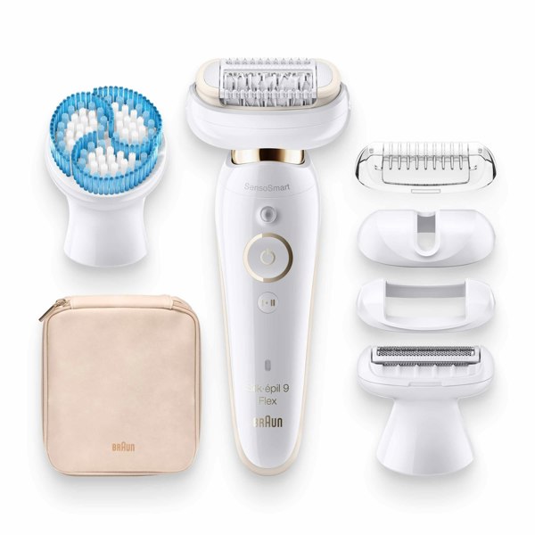 Braun Silk-epil 9 Flex 9-010 - Epilator with Flexible Head for Easier Hair Removal - White/Gold