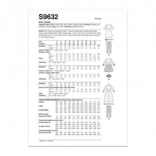 Simplicity Sewing Pattern 9632, Costumes for Women, H5 (6-8-10-12-14) - Intermediate