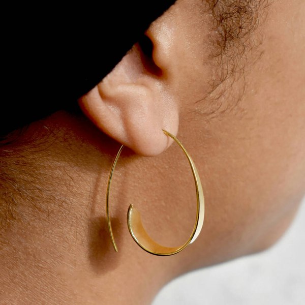 Curled Ribbon 18kt Gold plated Silver Hoop Earrings