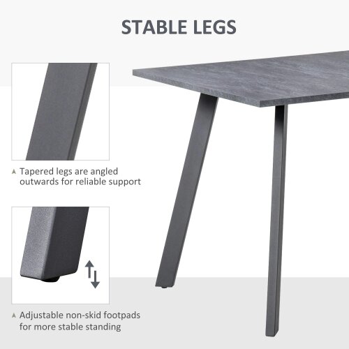 Wyld Haus Roreso 120cm Metal And Wooden Dark Grey Rectangular Dining Table With Steel Legs