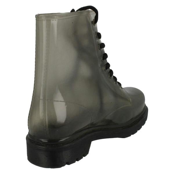 Spot On Ladies Spot On Chunky Heel Transparent Boots