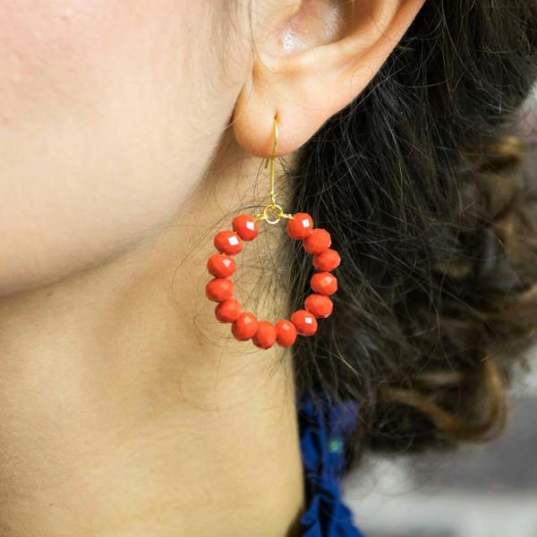 Beaded Hoop Earrings - close-up detail