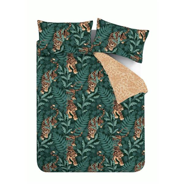 Tropic Tiger Leaf Green Duvet Cover Set
