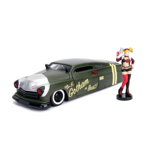 dc comics bombshells harley quinn figure and 1951 mercury 1:24 jada