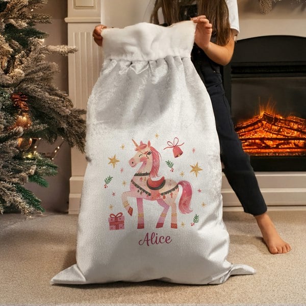 Personalised Memento Company Personalised Unicorn Christmas Sack