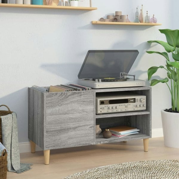 Berkfield Record Cabinet Grey Sonoma 84.5x38x48 cm Engineered Wood