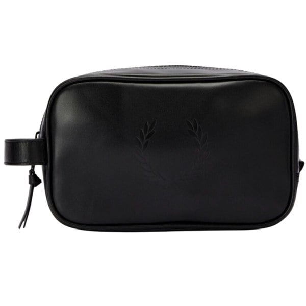 Fred Perry Laurel Wreath Washbag Black Leather Bag