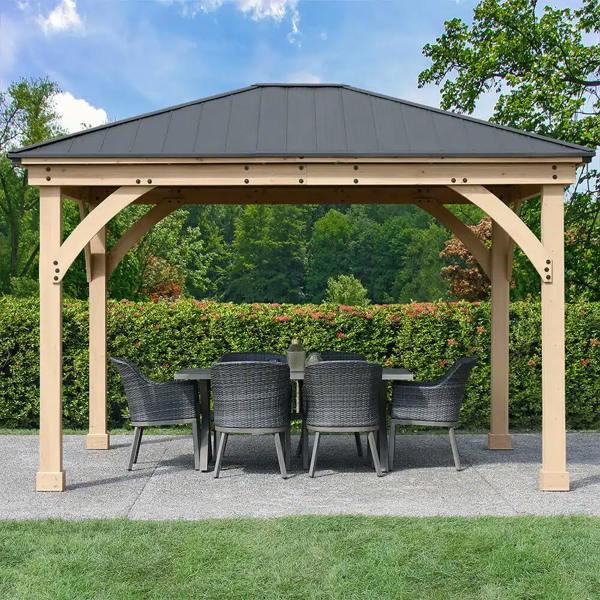 11ft x 13ft Meridian Gazebo with Graphite Roof Backyard Bliss 4