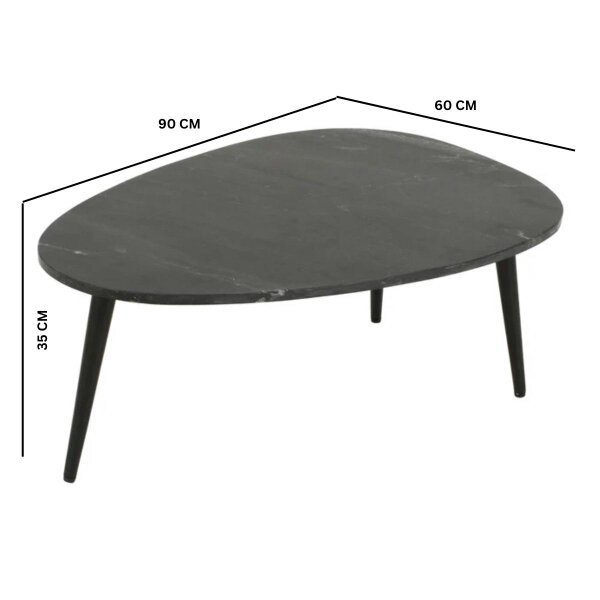 Wyld Haus Alabama Black Marble Top Coffee Table With Metal Legs