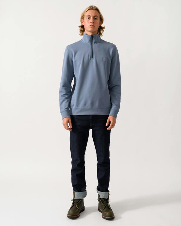 BOSS Orange Zetrust Mens 1/4 Zip Sweatshirt - Medium Blue 424