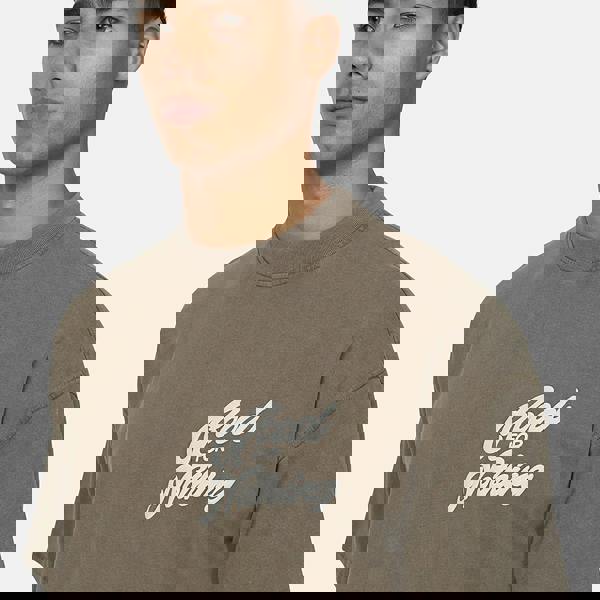 Good For Nothing  Fawn Oversized Puff Print T-Shirt - Fawn Image 3