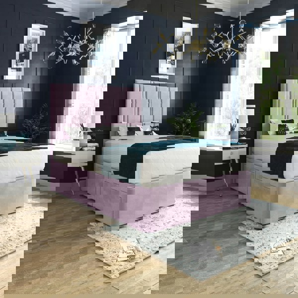 Casa Magna Marcelo Upholstered Soft Velvet Bed Frame - Pink