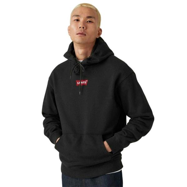 Levis Mens Batwing Logo Cotton Blend Relaxed Fit Hoodie - Black - 