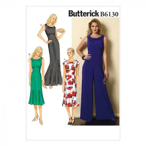 Butterick Sewing Pattern 6130, Dresses, Jumpsuits for Women, 6-8-10-12-14 - Easy