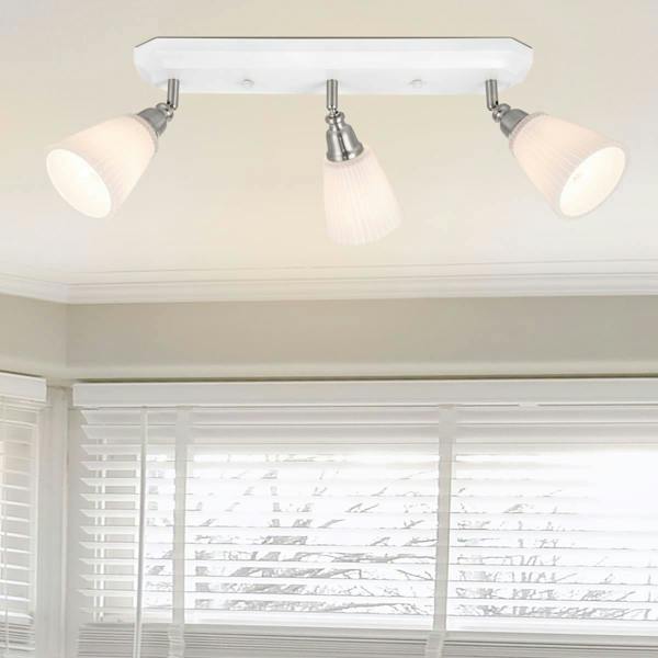 COSYLYTE Leverton 3 Light Ribbed Glass Spotlight - White