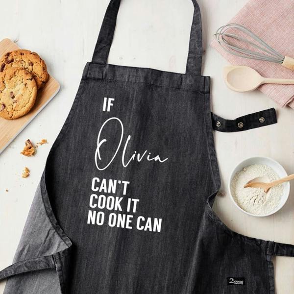 Personalised Denim 'Can Cook It' Apron - alternative angle