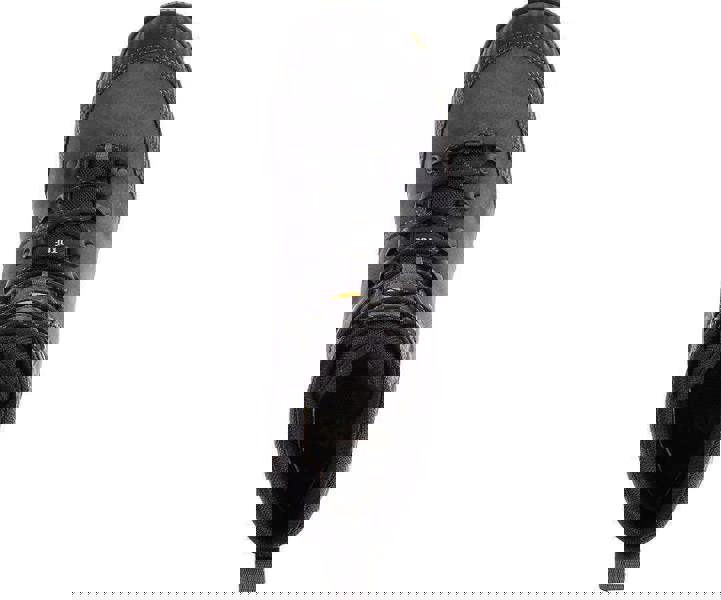 Caterpillar Munising Mens Composite Toe/Midsole S3 Water-Resistant Safety Boots, top view of a black safety boot with sturdy construction and lace-up design.