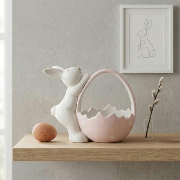 Garden Greatness Springtime Bunny Pink Basket Ornament