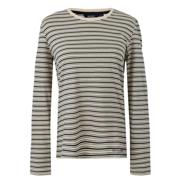 Regatta Womens Federica Stripe Long-Sleeved T-Shirt - Light Vanilla/Navy