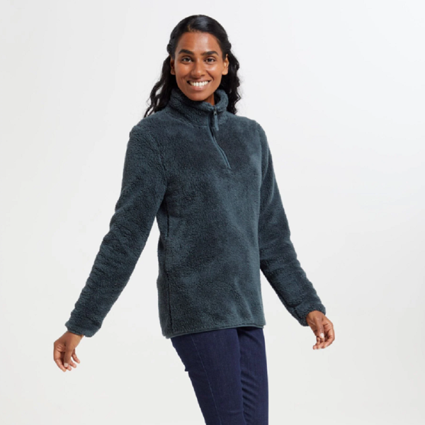 Mountain Warehouse Womens Teddy Fleece Quarter Zip Fleece Top - Green