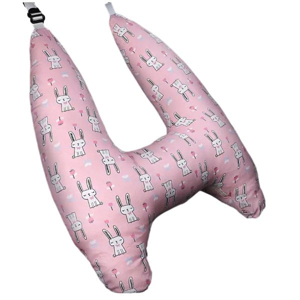 anycoplus Anypillow Car Travel Pillow UShape Pink Rabbit Pattern Children Travel Pillow Cushion for Car Seat, Safety Neck Pillow for Kids