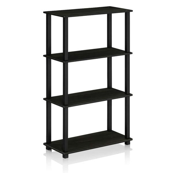 WALPLUS Durable Turn-S-Tube 4-Tier Multipurpose Shelf Display Rack with Square Tube, Espresso/Black for Entryway